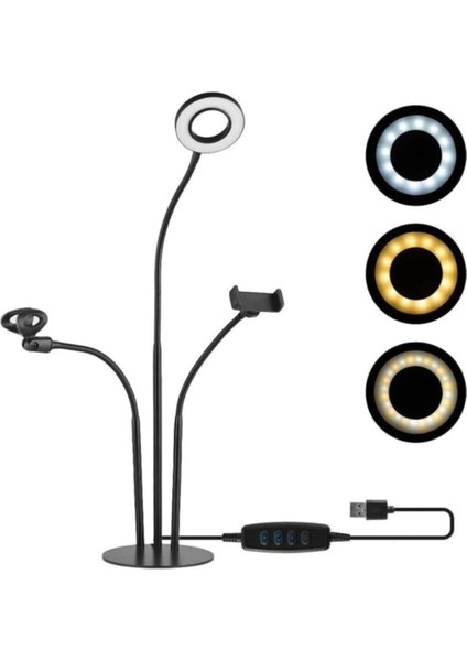 Profesyonel Stüdyo Youtuber Masa Üstü Selfie Işığı Mikrofon Stand Renk Siyah