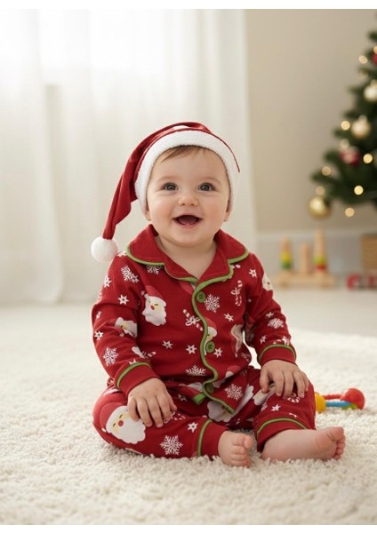 Yılbaşı Temalı Bebe Pijama Takımı ( 3 Parça Alt-Üst-Şapka Halimde Gönderilir) 9/12/18/24 Ay Seçeneği fiyatları