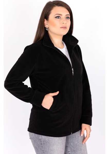 Unisex Kışlık Polar Hırka Lacivert Kışlık Fermuarlı Polar