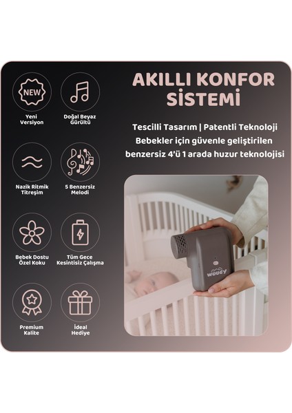 Akıllı Bebek Uyku Asistanı – Taşınabilir, Titreşimli, Beyaz Gürültülü, Hava Filtreli Yardımcı indirimleri