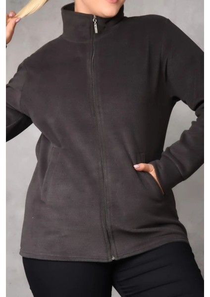 Gri Polar Hırka Unisex Kışlık Polar Hırka Mont indirimleri