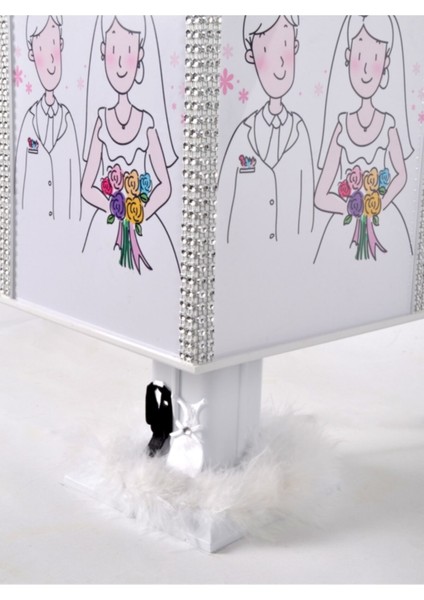 Dönen LED Abajur Beyaz Taş Gelin Damat 4'lü Çerçeve fiyatları