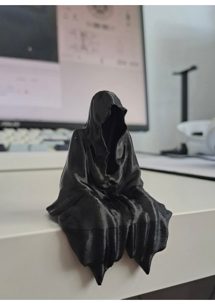 3D Masa - Kitaplık - Gamer Dekorasyonu Ghost Azrail Kitaplık Figürü