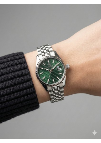 Kadın Gümüş Renk Saat Yeşil Kadran\özel Gün Hediyesi fiyatları