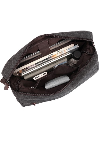 Cactive Kanvas Su Geçirmez Kumaş Uzun Askılı Laptop Bölmeli Unisex Postacı Çantası Siyah indirimleri