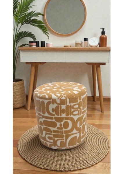Bohem Dokuma Kumaş Puff – Yatak Ucu, Makyaj Masası ve Oturma Alanı Için Şık Kullanım
