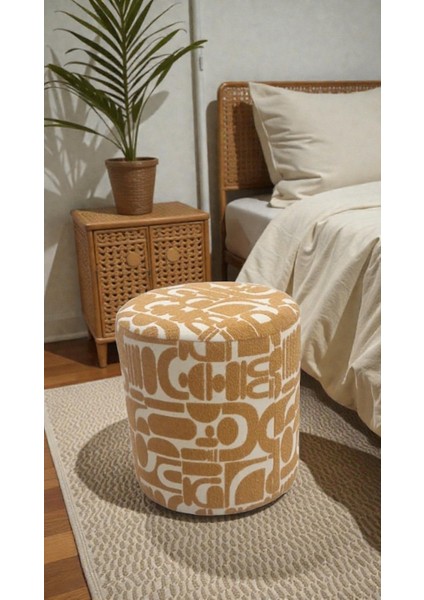 Bohem Dokuma Kumaş Puff – Yatak Ucu, Makyaj Masası ve Oturma Alanı Için Şık Kullanım modelleri