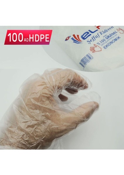 Elpo Hdpe Büyük Boy Eldiven 100 Ad Şeffaf Tek Kullanım fırsatları