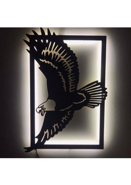 Kartal Ledli Duvar Süsü Mdf Tablo Duvar Aksesuarı Ahşap Tablo