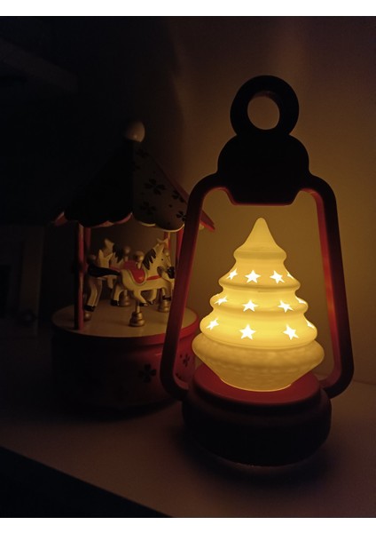 Yılbaşı Ağacı Yıldız Desenli Dekoratif Kırmızı Lamba fiyatları