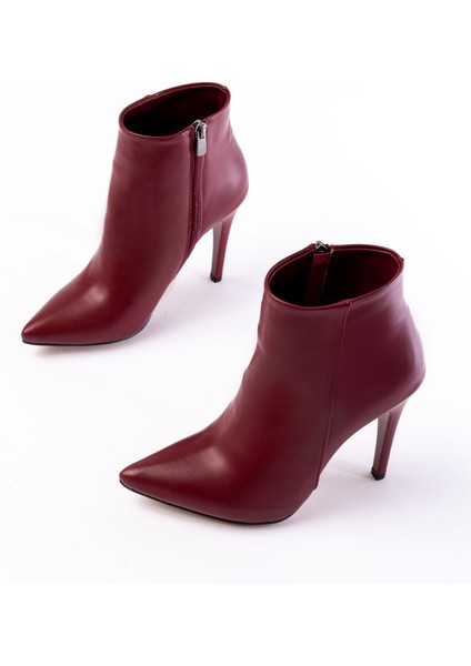 ZRİN-4802 Premium Bordo Yüksek Ince Topuklu Fermuarlı Kadın Bot fırsatları