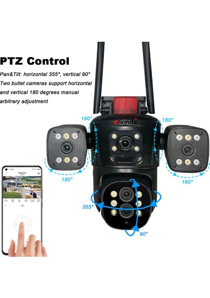 4K Gece Görüşlü Harekete Duyarlı Güvenlik Kamerası – 4 Kameralı Pır Sensörlü 10X Zoom Çift Lens IP66 Su Geçirmez Wifi Kamera, LED Işıklı Mikrofonlu Hoparlörlü, Dış Mekan Ip Kamera YK-P2034 fiyatları