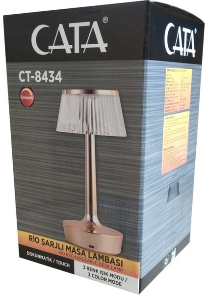 Güvenilirtedarik Cata Kristal Elmas LED Dokunmatik 3 Renk Masa Lambası USB Sarj CT-8434 fiyatları