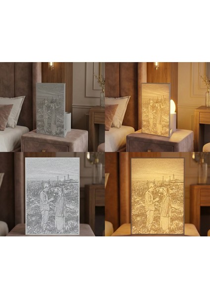 Kişiye Özel 3D Kabartmalı Resimli Gece Lambası & Dekoratif Işıklı Anı Çerçevesi