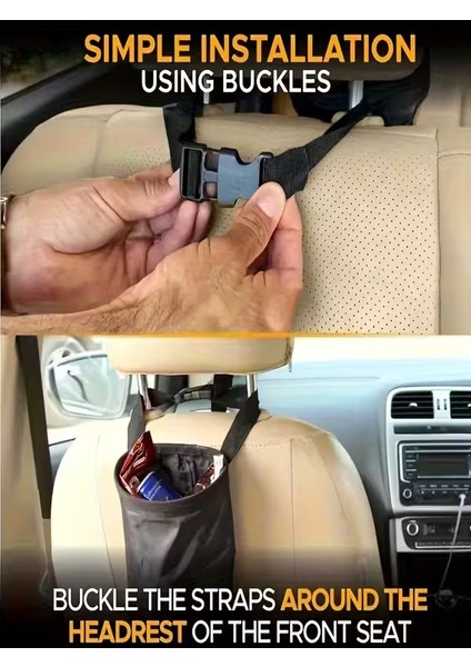 2 Adet Araç Atık Depolama Kutusu Araba Çöp Torbası Oto Koltuk Arkası Asılı Çöp Torbası