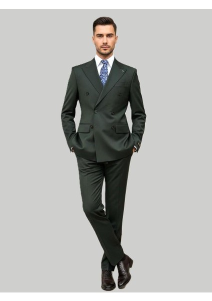 Yeşil Kruvaze Modern Fit Takım Elbise | Premium Collection