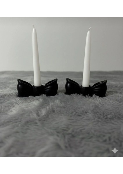 Kurdele Şamdan Mumluk Siyah Taş Tozu