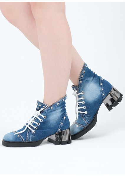 Kadın Kot Bot Yazlık Metal Görünümlü Topuk modelleri
