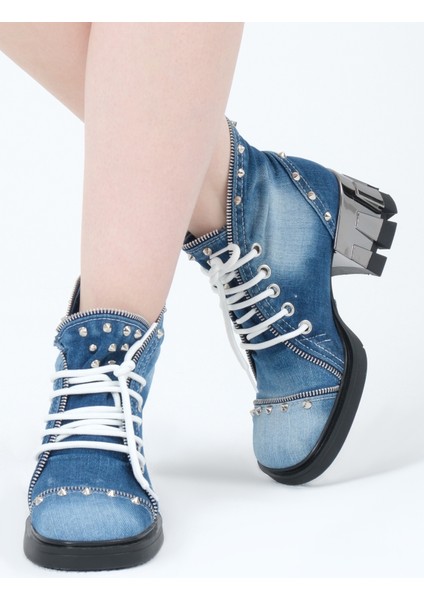 Kadın Kot Bot Yazlık Metal Görünümlü Topuk indirimleri