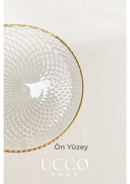 7 Parça Aden Premium Lüks Gold Set (Ayaklı Cam Sunumluk & 6’lı Cam Tatlı Tabak Seti) Kek Standı indirimleri