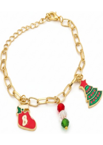 Altın Rengi Yeni Yıl Temalı Zincir Bileklik fiyatları