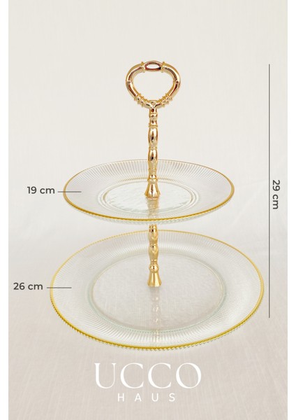 2 Katlı Sensu Premium Lüks Gold Cam Sunumluk Tabak | Çay Saati Kahve Yanı Kek Kurabiye Lokum Standı fiyatları