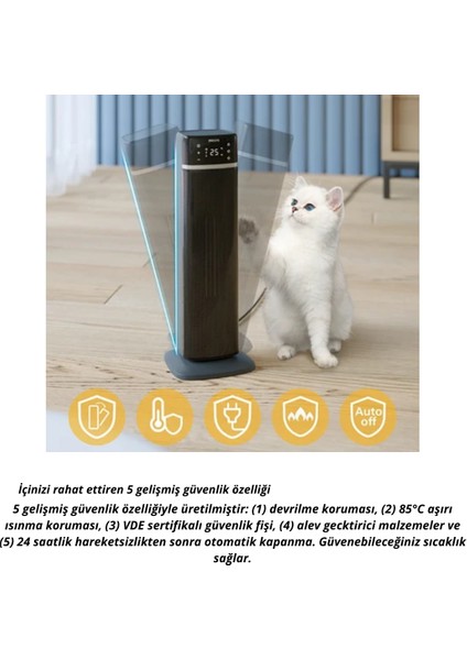 5000 Serisi 2000 Watt Akıllı Kule Tipi Seramik Isıtıcı CX5120/11 Iki Saniyede Hızlı Isıtma