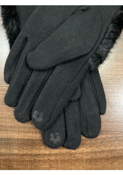 Kürk Mansetli Dokunmatik Ekran Uyumlu Kadın Eldiveni fırsatları