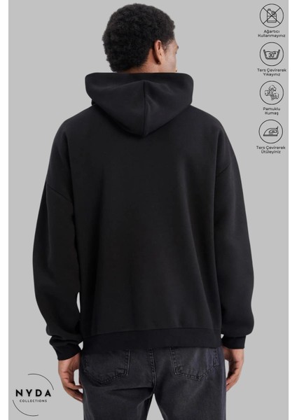 Oversize Penye Pamuk Unisex Hoodie Uzun Kollu Grinch Yılbaşı Baskılı Kapüşonlu Şardonlu Sweatshirt Nyda Collections fırsatları