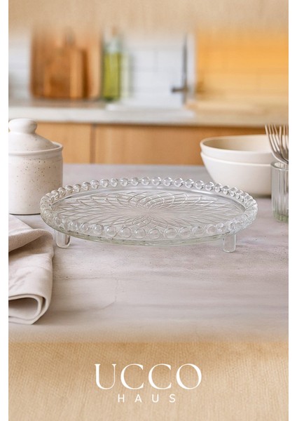 Ayaklı Cam Sunum Tabağı 23 cm – Zarif Sofralar ve Çay Saati Tatlı Sunumları Için Şık Servis Tabağı indirimleri