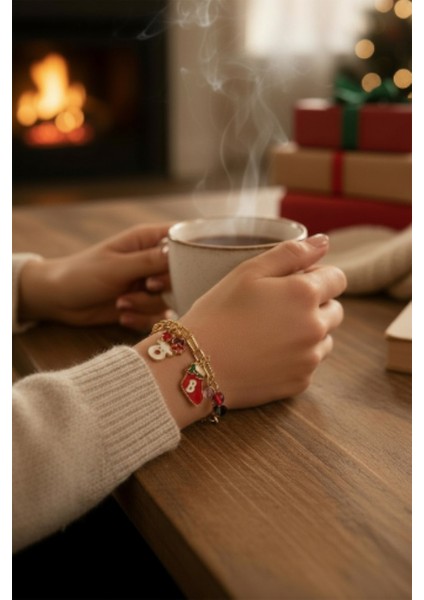 Altın Rengi Yeni Yıl Temalı Zincir Bileklik