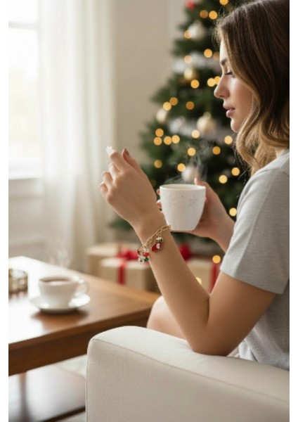 Altın Rengi Yeni Yıl Temalı Zincir Bileklik modelleri