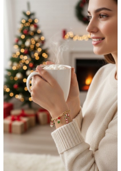 Altın Rengi Yeni Yıl Temalı Zincir Bileklik modelleri