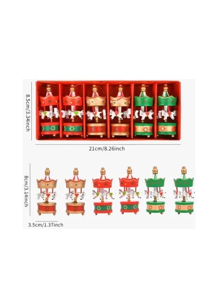 Klasik Ahşap Atlı Karınca – 6’lı Noel Ağacı Süsleri (8 Cm) modelleri
