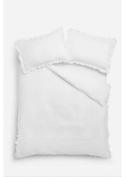 Beyaz Fırfırlı Çift Kişilik Nevresim Takımı fiyatları