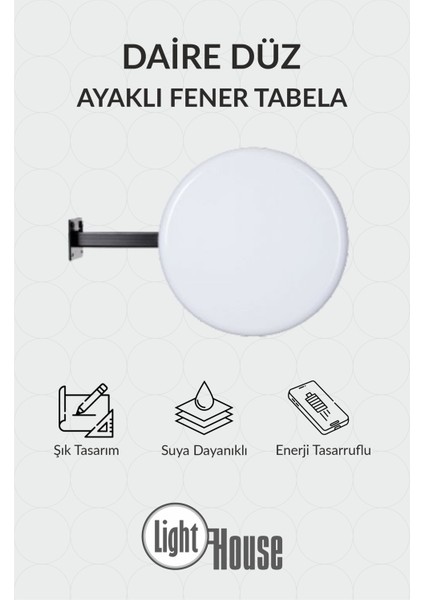 Çift Taraflı Işıklı Fener Tabela 45CM Düz Ayak