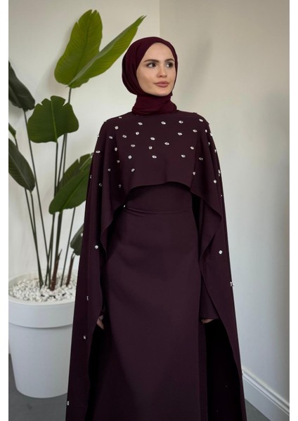 Serenya Pelerini Taşlı Abiye Mürdüm fırsatları