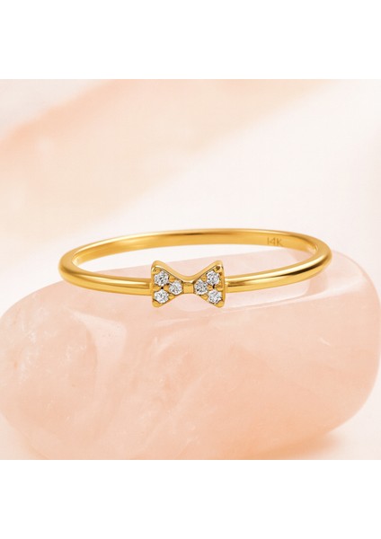 14 Ayar Altın Minimal Papyon Yüzük