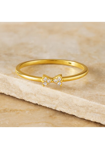 14 Ayar Altın Minimal Papyon Yüzük indirimleri