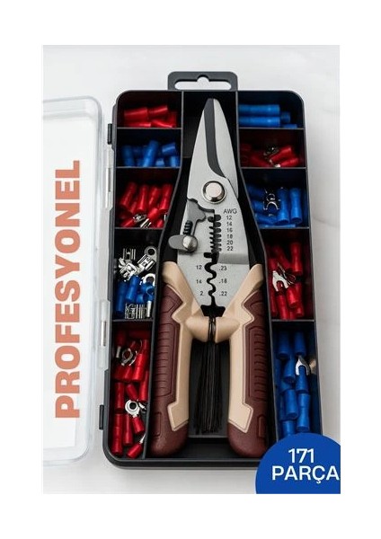 Bfs Profesyonel Tel Soyma ve Sıkma Pensesi Seti – 8'' Otomatik, Kablo Konnektörlü