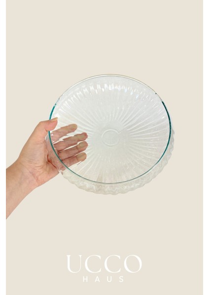 El Yapımı 24 cm Büyük Boy Şık Cam Salata - Servis Kasesi - Sunum Tabağı - Sunumluk Sofra Mutfak Ams fırsatları