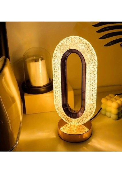 Ofisi Dekoratif Kristal Şarjlı Masa Lambası, LED Abajur, Dokunmatik 3 Renk Modu