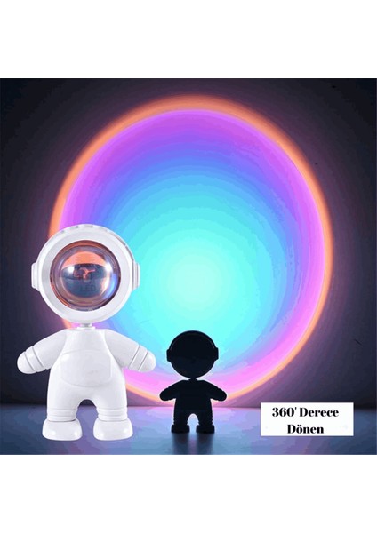 Astronot Gün Batımı Lamba Günbatımı Işıklı Sunset Lamba 360 Derece Dönebilen Ortam Işığı