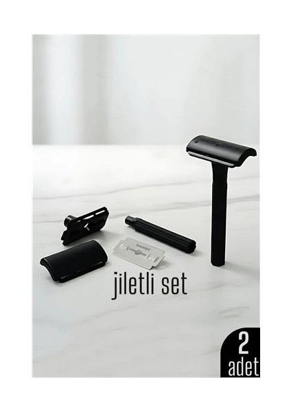 Bfs 2'li Şık Siyah Plastik Tıraş Aleti – Manuel Tıraş Bıçağı , Jiletli Ergonomik Saplı