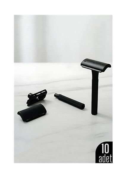 Bfs 10'lu Şık Siyah Plastik Tıraş Aleti – Manuel Tıraş Bıçağı , Ergonomik Saplı