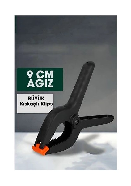 Bfs Kıskaç Klips Yaylı Işken Ce Plastik Kelepçe Güçlü Mafsallı Çene 9 Inç 9 cm Ağız