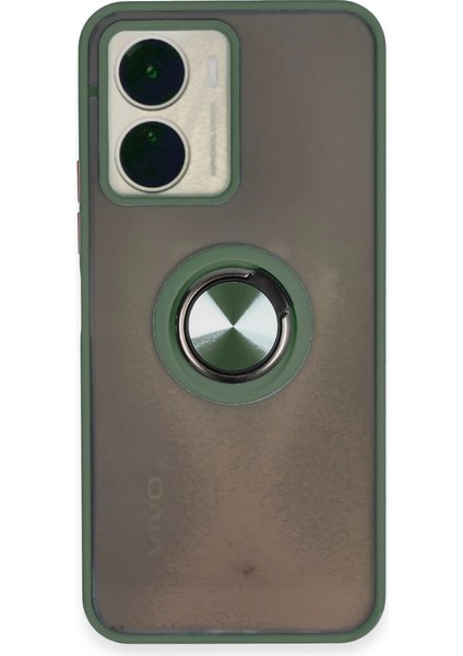 Vivo Y16 Kılıf Montreal Yüzüklü Silikon Kapak - Yeşil