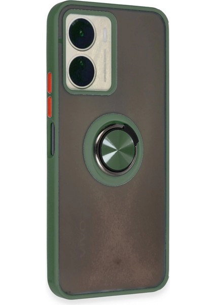 Vivo Y16 Kılıf Montreal Yüzüklü Silikon Kapak - Yeşil fiyatları