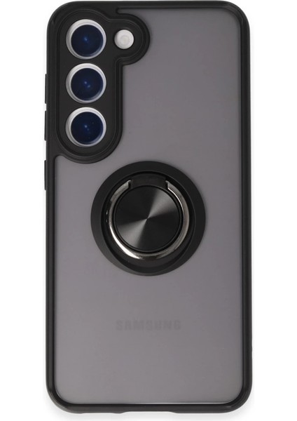 Samsung Galaxy S23 Kılıf Montreal Yüzüklü Silikon Kapak - Siyah