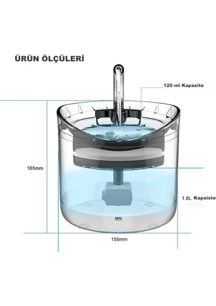 Pazar 2 Litre Otomatik Kedi/köpek Su Pınarı – Şeffaf Musluk Tip modelleri